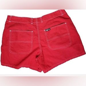 VTG Polo Jeans Ralph Lauren Red high waisted white stitch cotton Shorts Sz 8/M